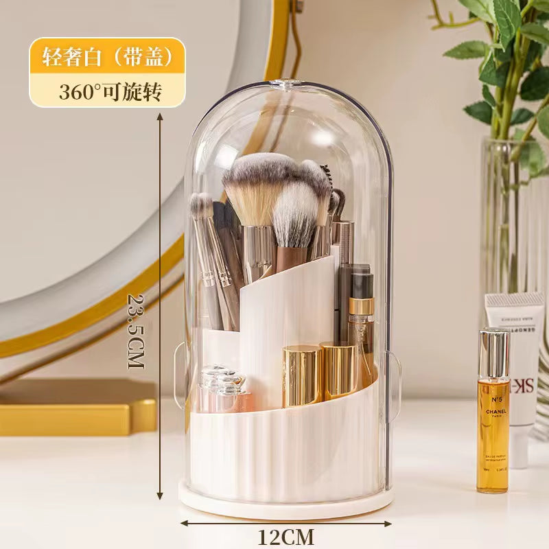 Makeup Storage Box Dustproof Rotating Large Capacity Makeup Brush Storage Cylinder Dressing Table Desktop Pen Holder