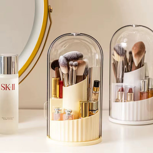 Makeup Storage Box Dustproof Rotating Large Capacity Makeup Brush Storage Cylinder Dressing Table Desktop Pen Holder