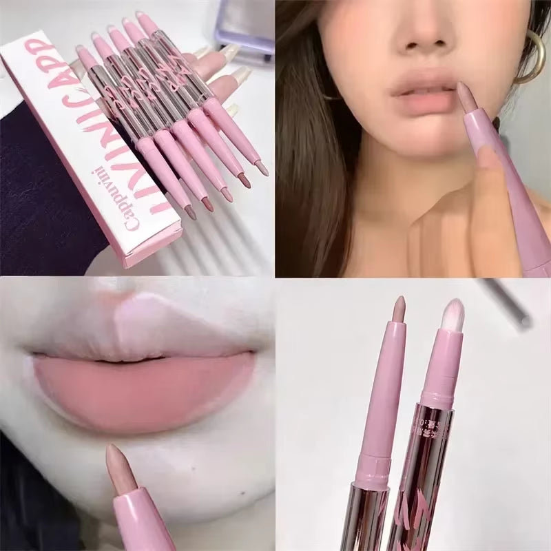 Lipliner Pencil Matte Velvet Lip Liner Pen Outline Lip Shape Lipstick Pen Waterproof Lasting Non-Stick Cup Nude Lip Gloss Makeup