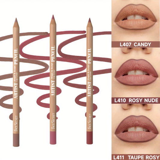 3 Pcs Lip Makeup Set Matte Lipliner Long-Lasting Waterproof Matte Lipliner Matte Velvet Lipstick Pen Lip Makeup Cosmetics