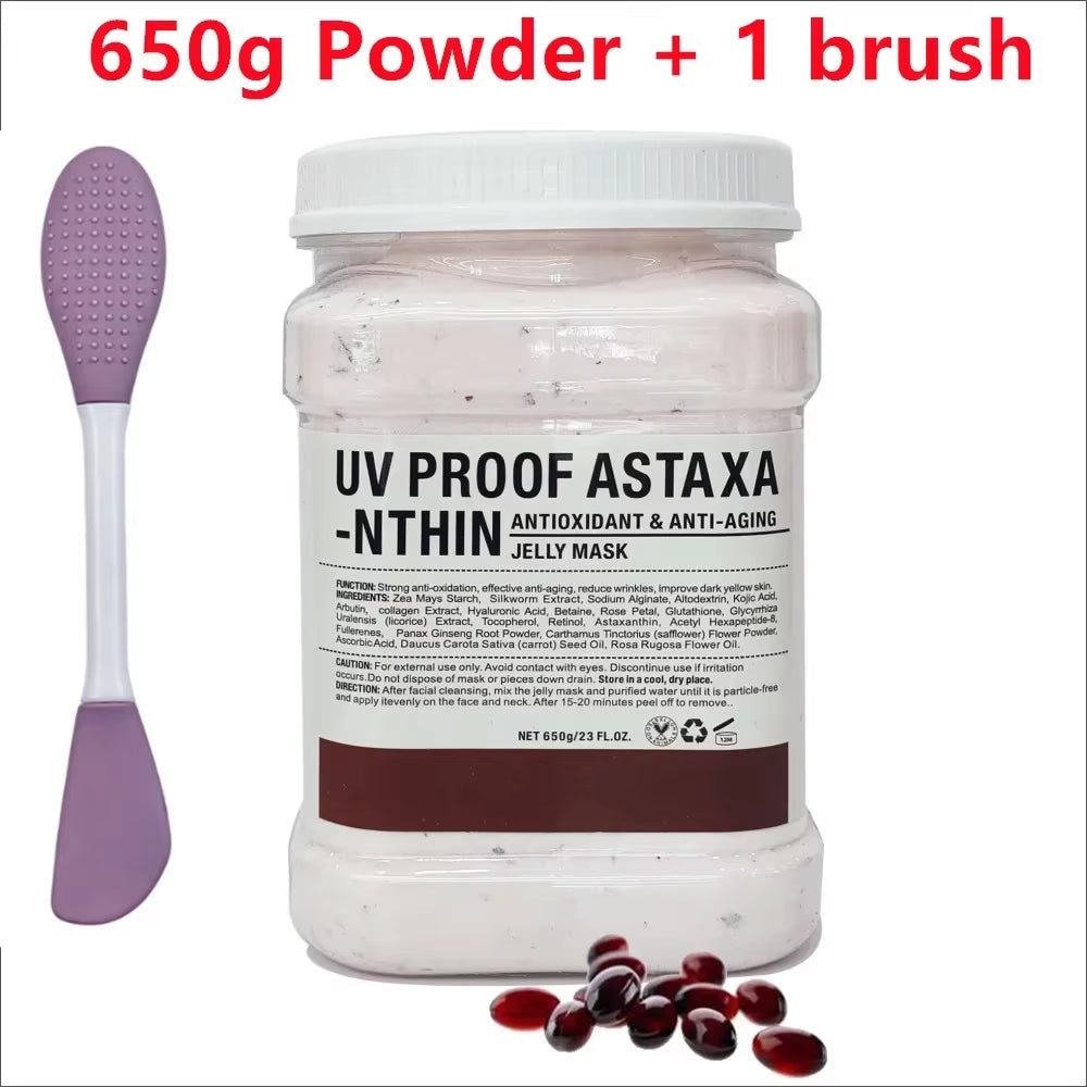 650G Chamomile Hyaluronic Acid Facial Moisturizing Mask Powder with Silicone Brush Increasing Skin Elasticity Rose Jelly Mask