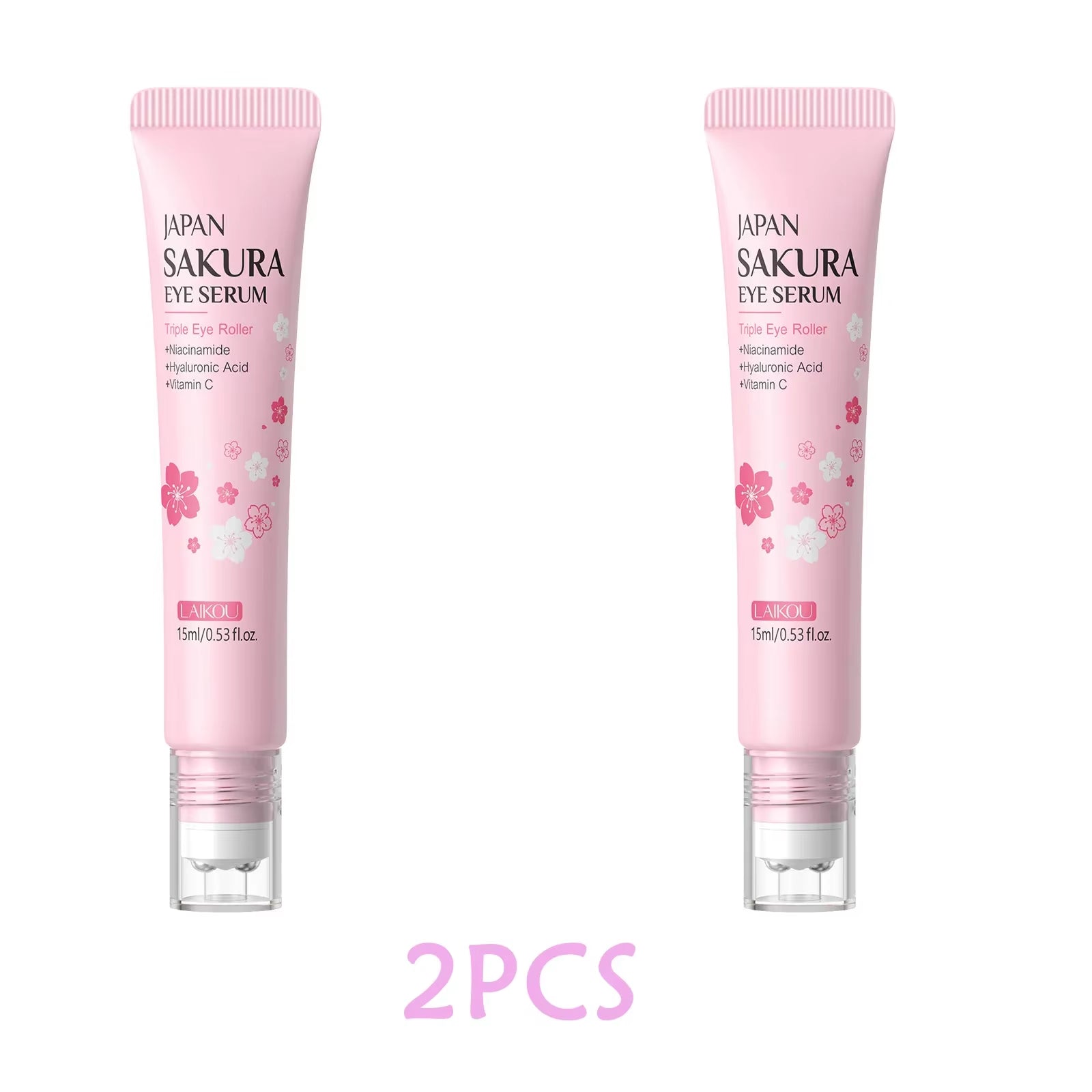 Sakura Eye Serum Roller Massage Hyaluronic Acid Remover Dark Circles Bags Moisturizing Firming Eye Cream 15Ml ﻿