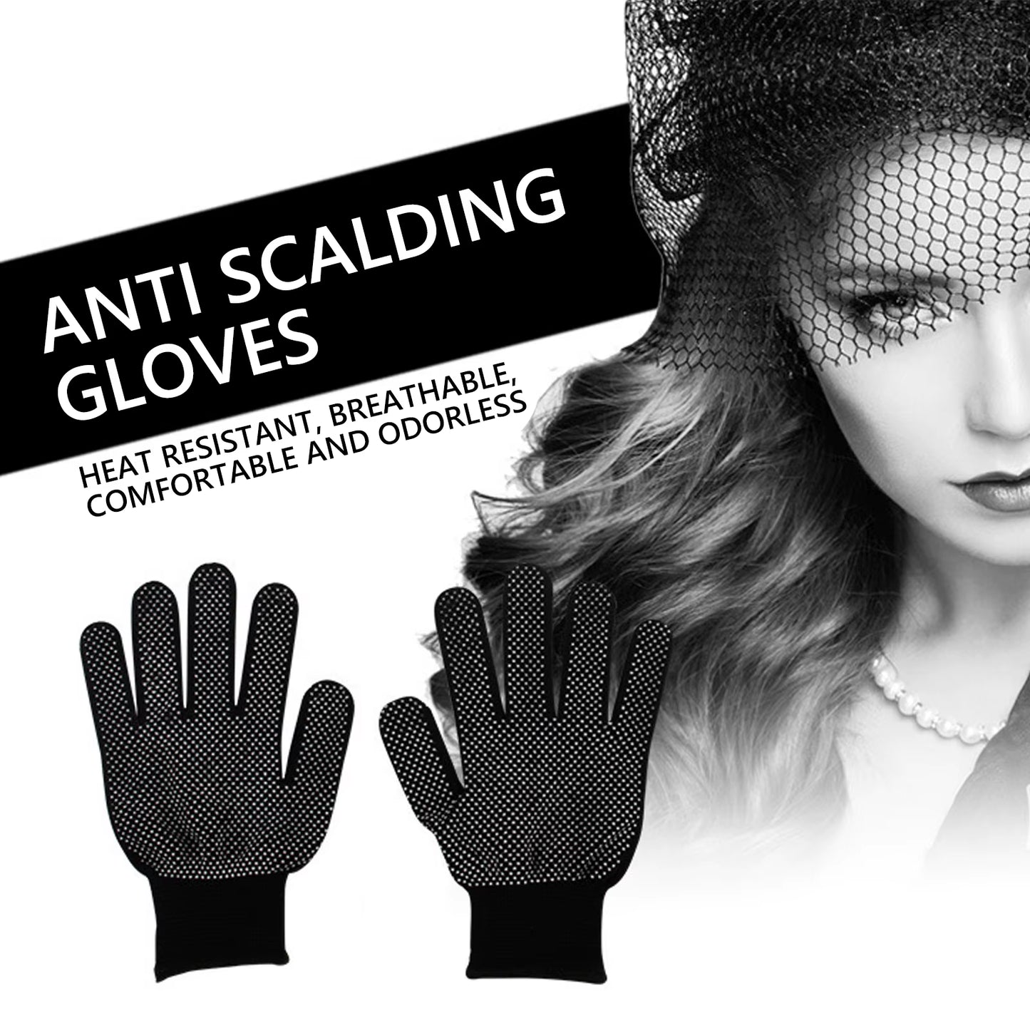 1Pair Hair Straightener Perm Curling Hairdressing Heat Resistant Finger Glove Hair Styling Tools Heatproof Protective Gloves