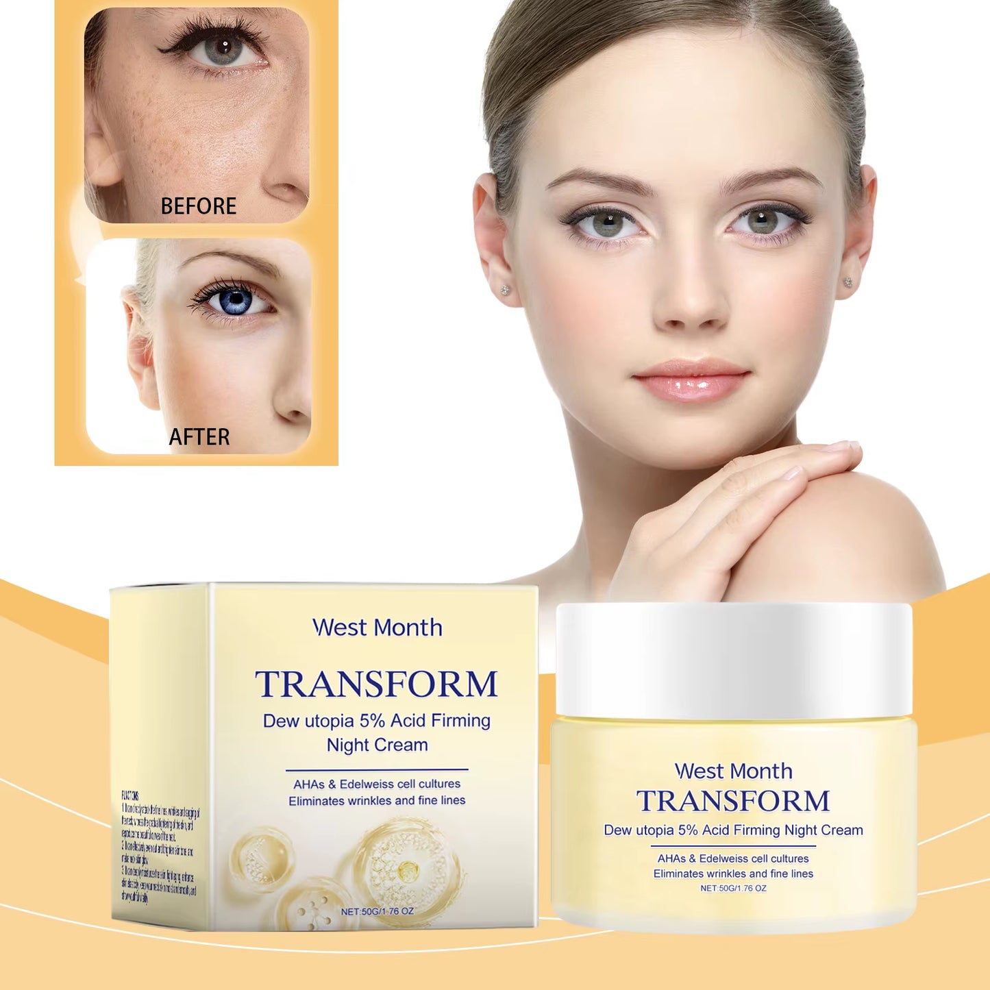 WEST MONTH Firming Night Cream Effectively Fight Wrinkles, Eeduce Fine Lines and Wrinkles, Tighten the Skin Firming Cream