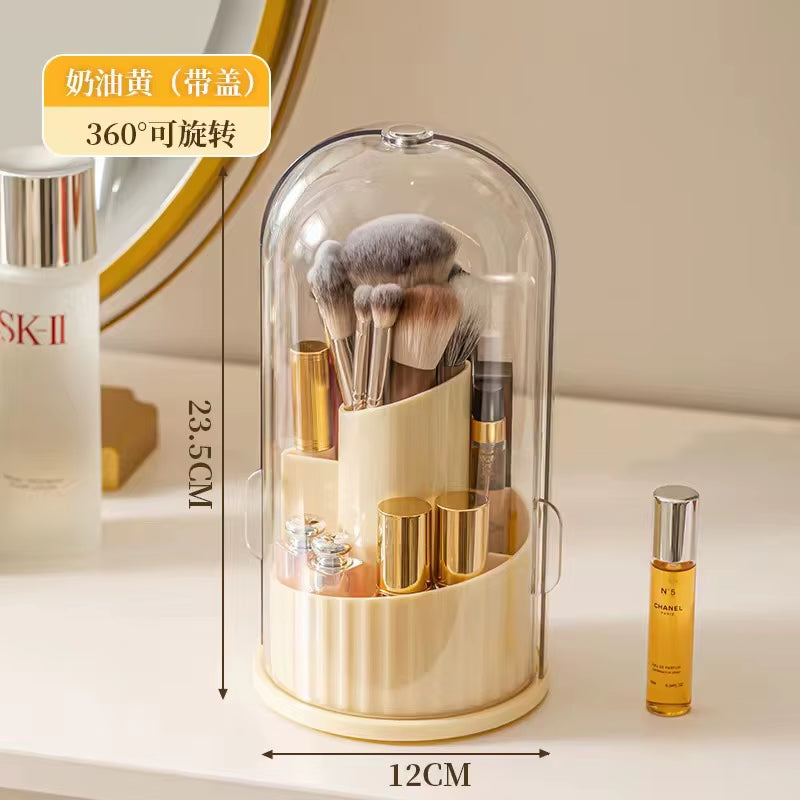Makeup Storage Box Dustproof Rotating Large Capacity Makeup Brush Storage Cylinder Dressing Table Desktop Pen Holder