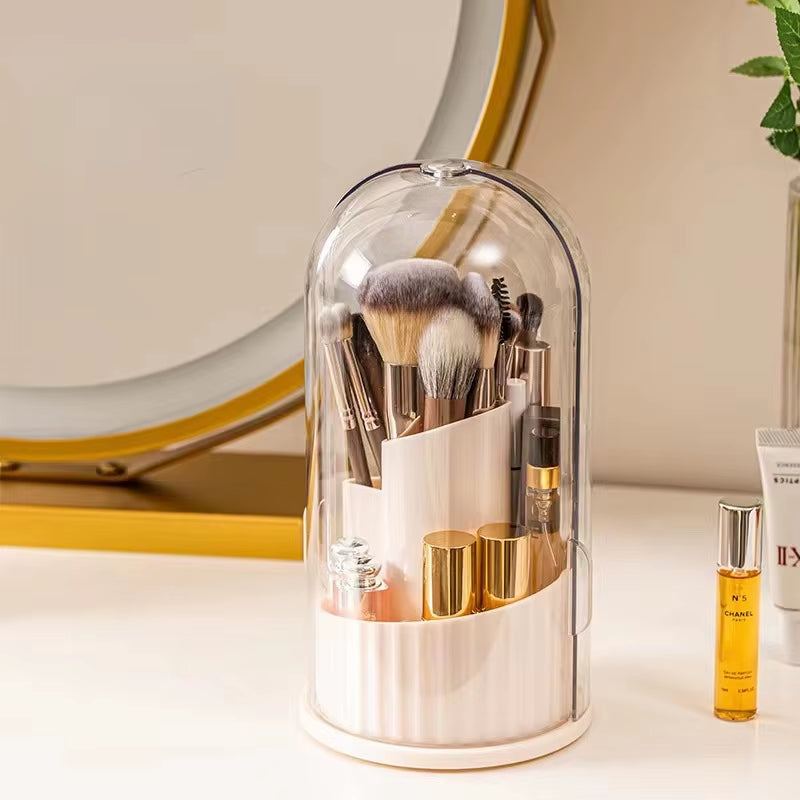 Makeup Storage Box Dustproof Rotating Large Capacity Makeup Brush Storage Cylinder Dressing Table Desktop Pen Holder