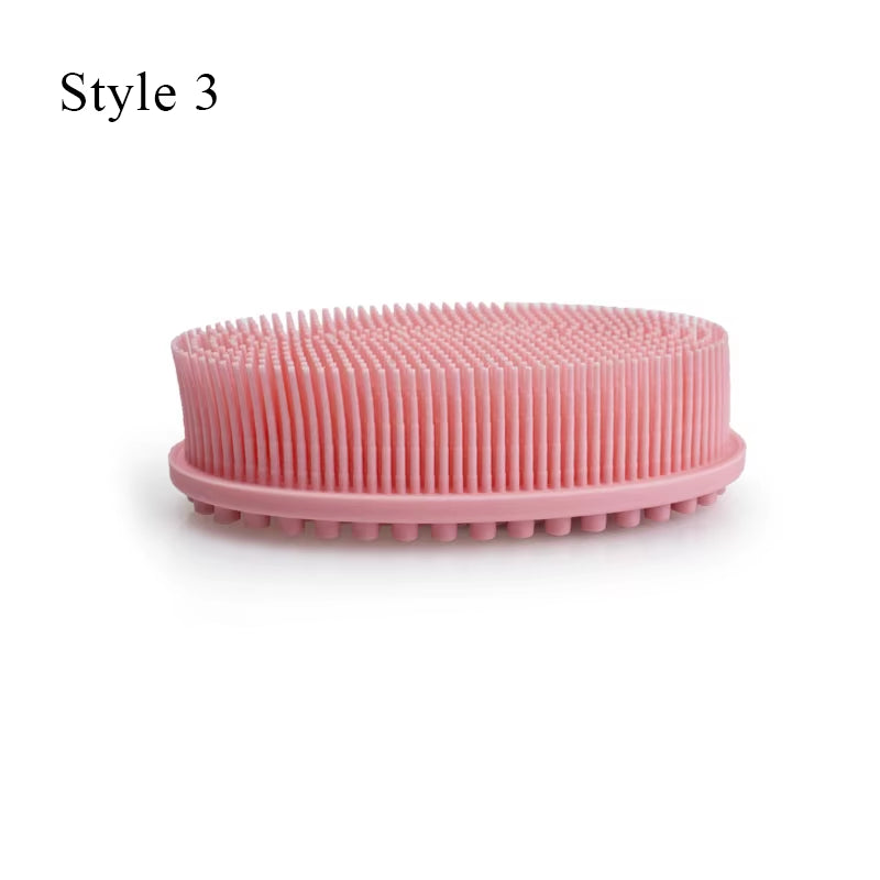 Exfoliating Sponge Dead Body Scrubber Skin Head Washing Brush Comb Silicone Bristle Bath Brush Scalp Massager Bath Tool Hygienic