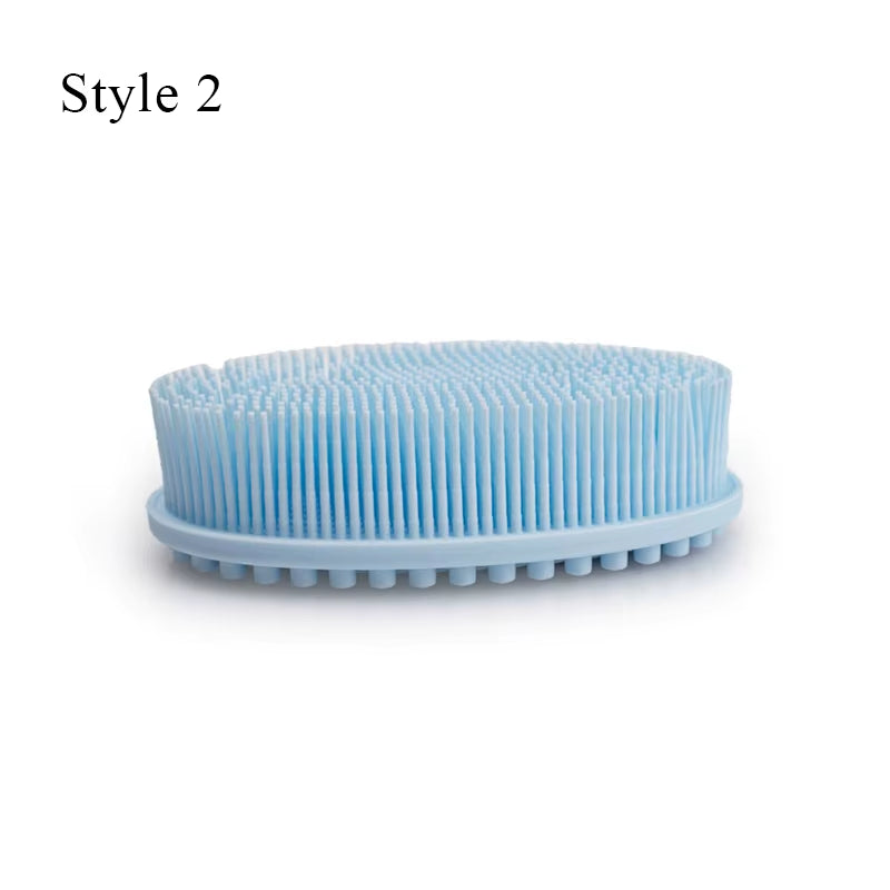 Exfoliating Sponge Dead Body Scrubber Skin Head Washing Brush Comb Silicone Bristle Bath Brush Scalp Massager Bath Tool Hygienic