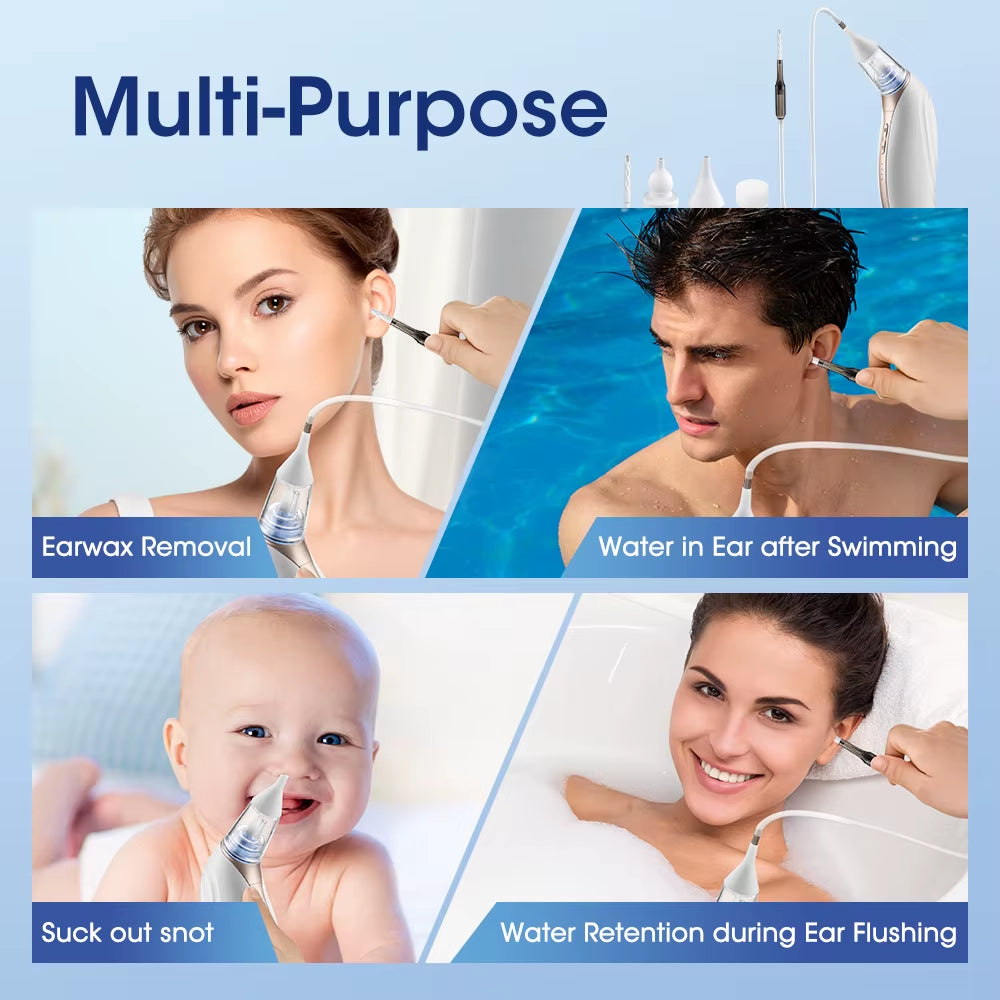 Electric Nasal Aspirator Handheld Ear Vacuum Wax Removal Tool Health Adults Kids Earwax Snot Sucker Swimming Ear Suction Cleaner