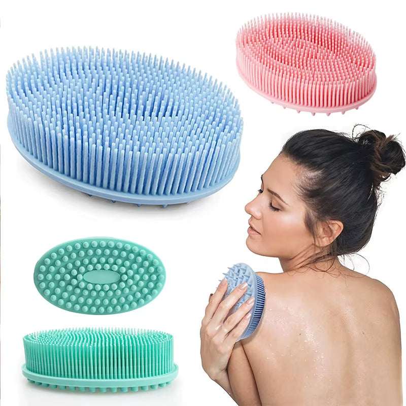 Exfoliating Sponge Dead Body Scrubber Skin Head Washing Brush Comb Silicone Bristle Bath Brush Scalp Massager Bath Tool Hygienic