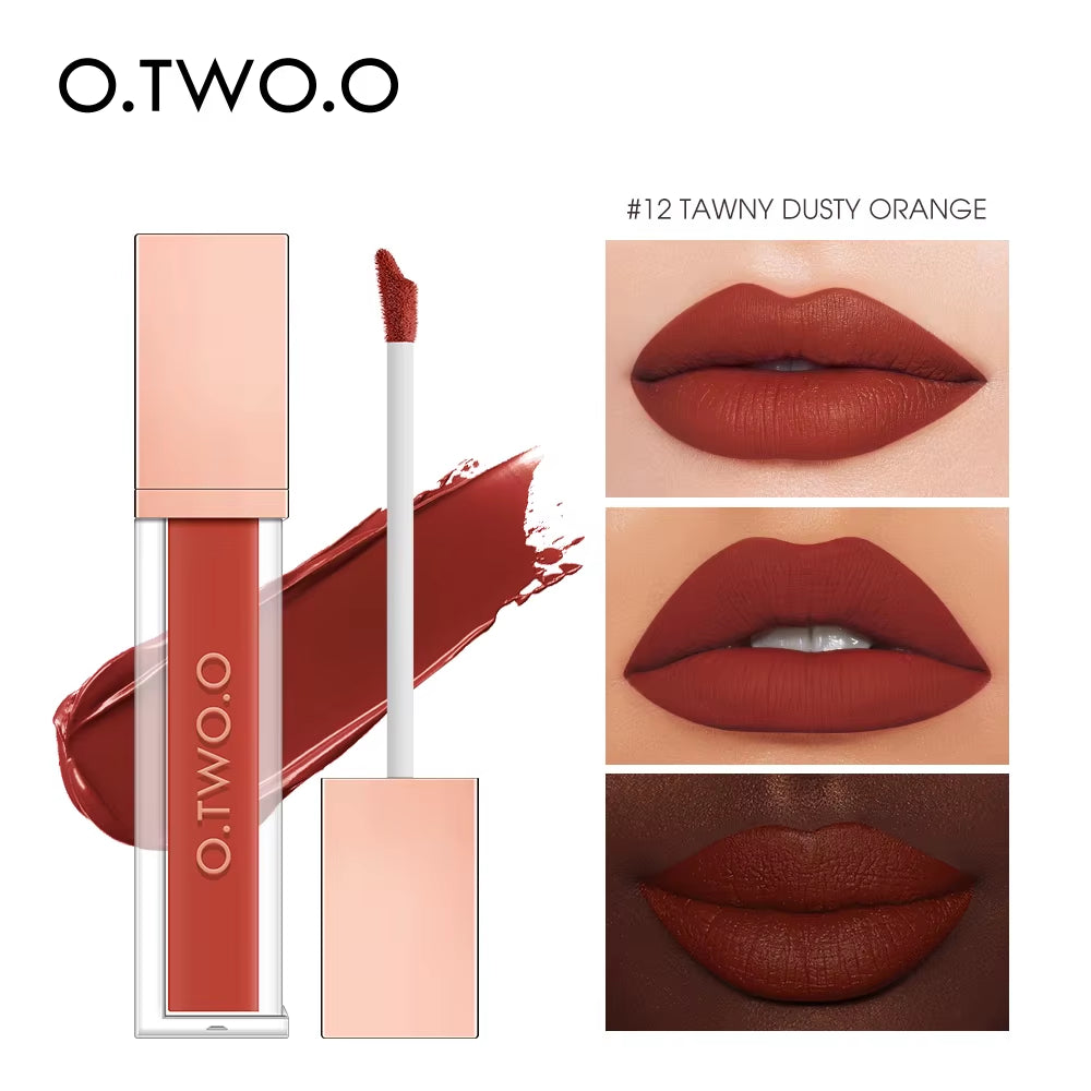 12 Color Liquid Lipstick Matte Finish Sexy Silky Lip Gloss Waterproof Kiss-Proof Lasting Lip Glaze Lip Tint Cosmetics