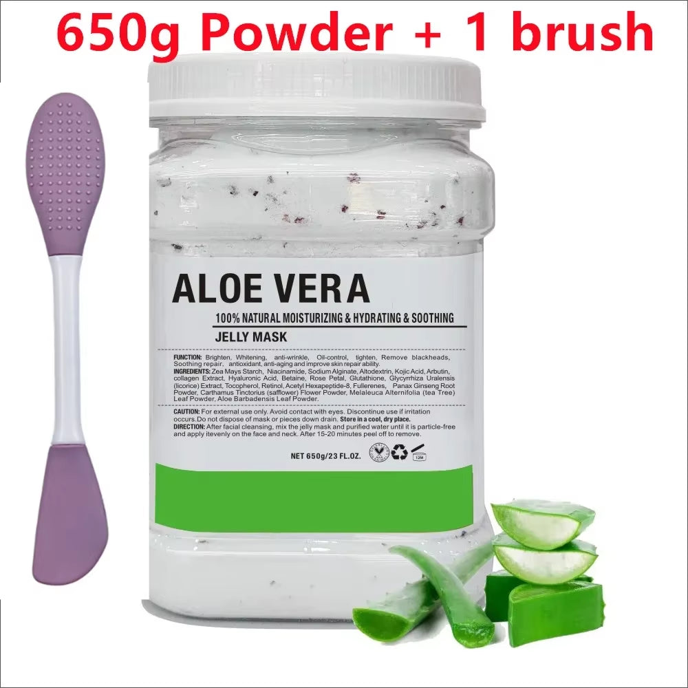 650G Chamomile Hyaluronic Acid Facial Moisturizing Mask Powder with Silicone Brush Increasing Skin Elasticity Rose Jelly Mask