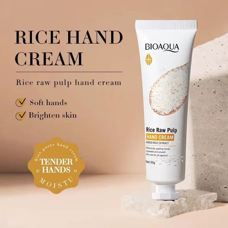 Rice Hand Cream Volumizing Rejuvenating Nourishing Moisturizing Refreshing Non-Greasy Hand Care Cream 30G