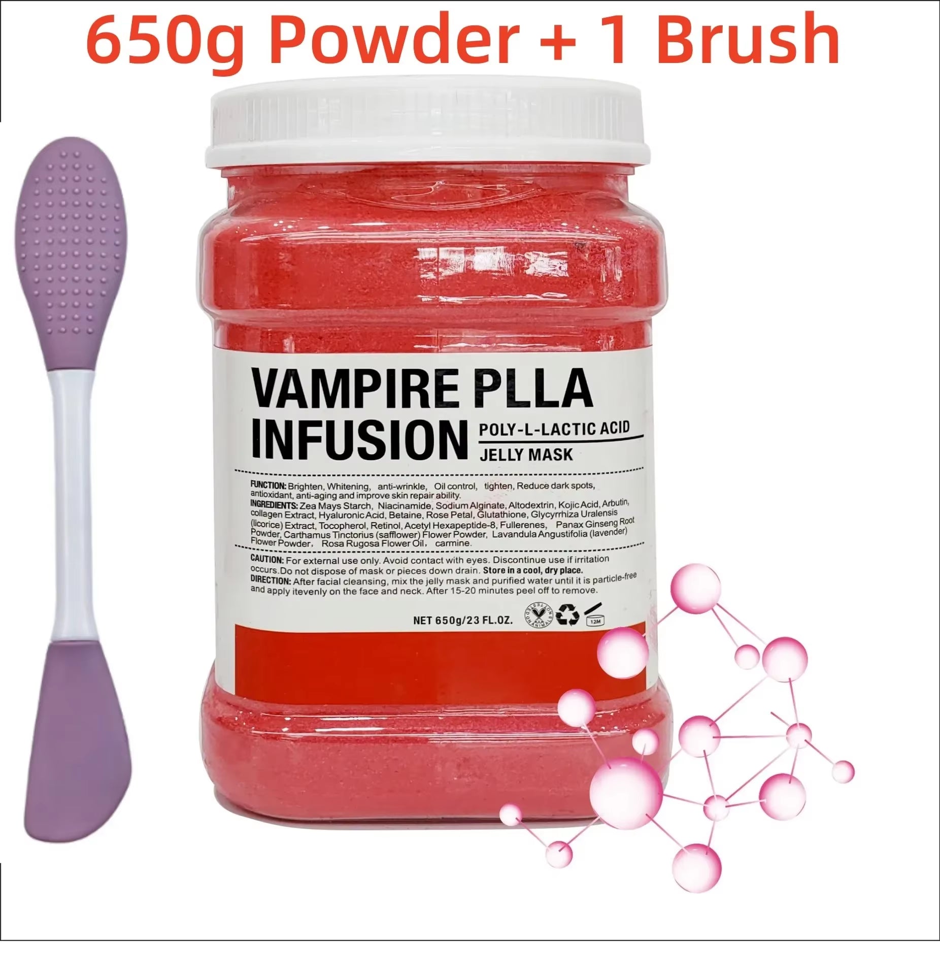 650G Chamomile Hyaluronic Acid Facial Moisturizing Mask Powder with Silicone Brush Increasing Skin Elasticity Rose Jelly Mask