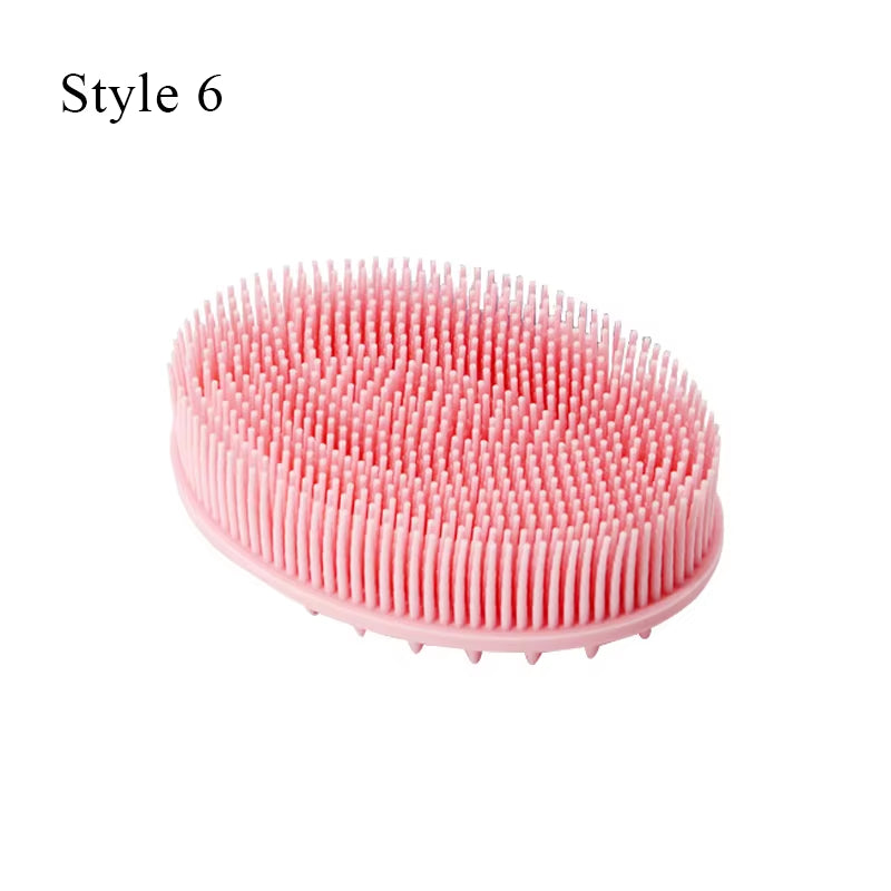 Exfoliating Sponge Dead Body Scrubber Skin Head Washing Brush Comb Silicone Bristle Bath Brush Scalp Massager Bath Tool Hygienic