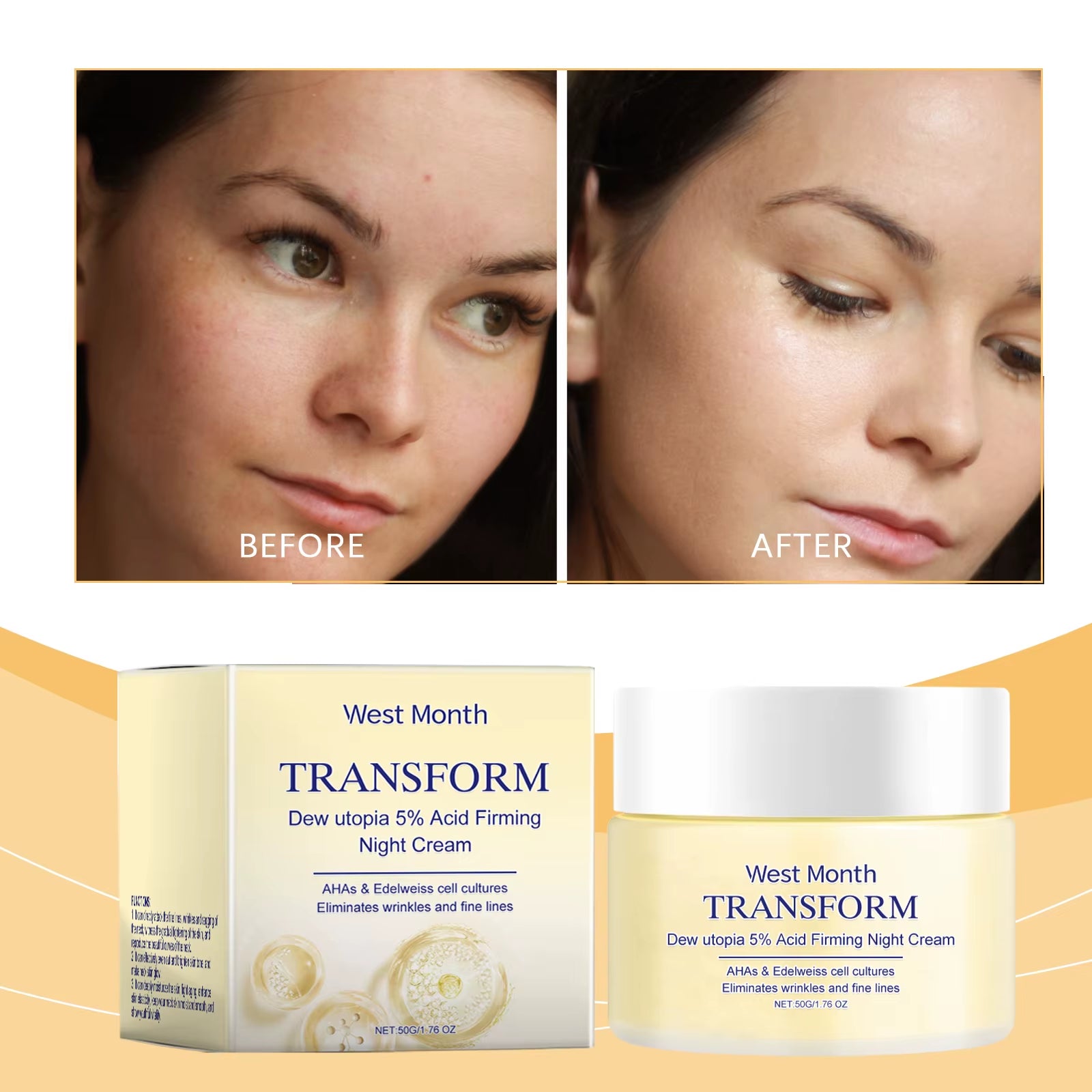 WEST MONTH Firming Night Cream Effectively Fight Wrinkles, Eeduce Fine Lines and Wrinkles, Tighten the Skin Firming Cream