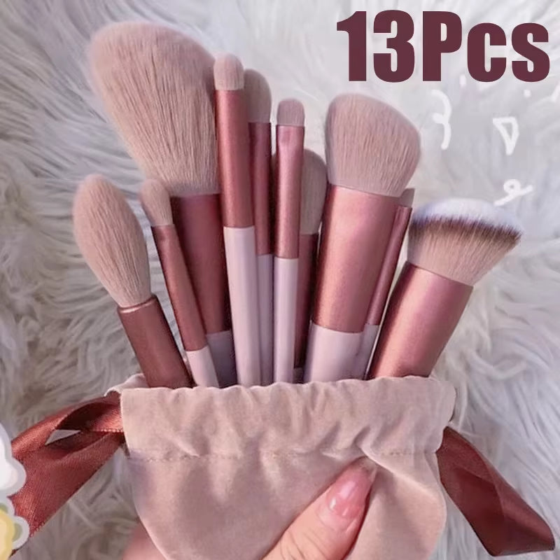 13/15PCS Makeup Brushes Set Eye Shadow Foundation Women Cosmetic Brush Eyeshadow Blush Beauty Soft Make up Tools Bag