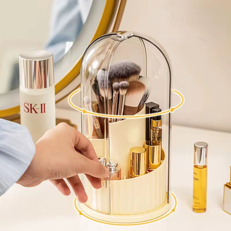 Makeup Storage Box Dustproof Rotating Large Capacity Makeup Brush Storage Cylinder Dressing Table Desktop Pen Holder