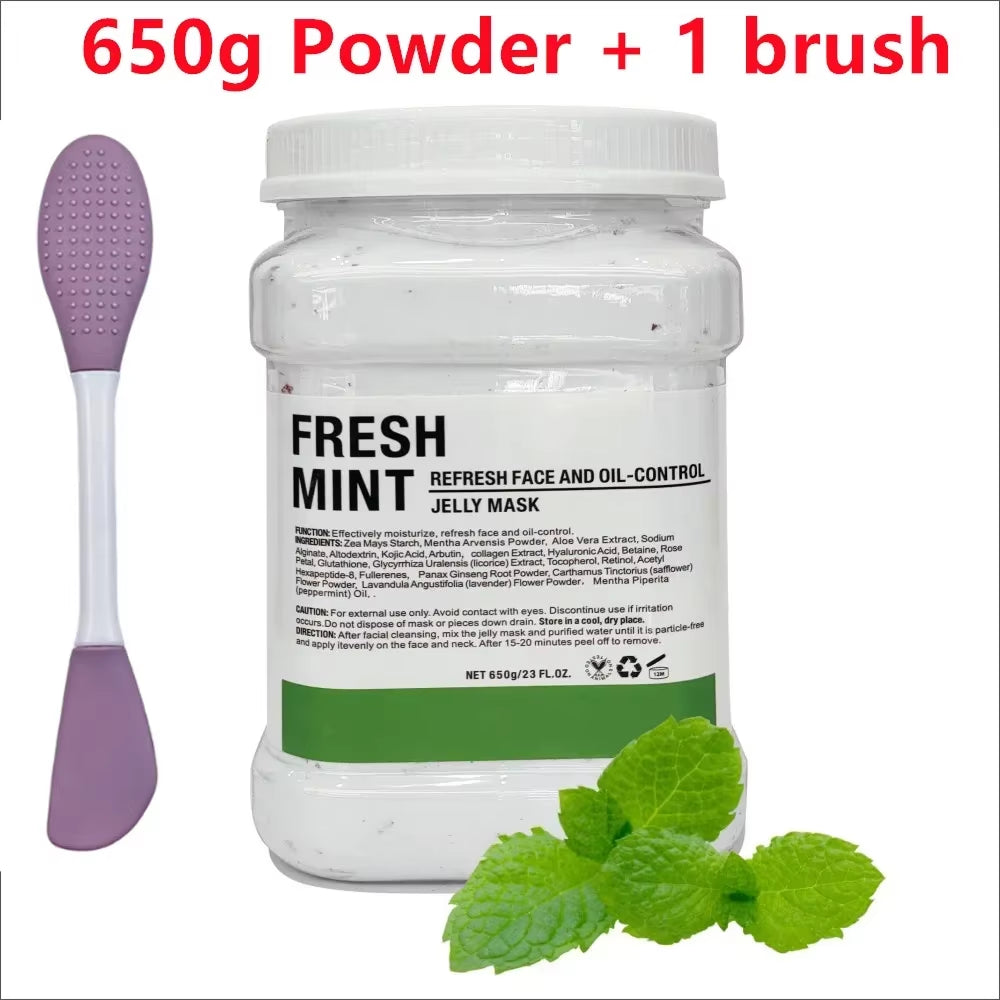 650G Chamomile Hyaluronic Acid Facial Moisturizing Mask Powder with Silicone Brush Increasing Skin Elasticity Rose Jelly Mask